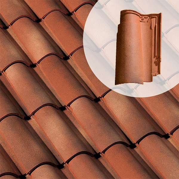 Tuile en terre cuite grand moule fort galbe d'aspect Canal - Fériane - Grenade - 48 x 29 cm