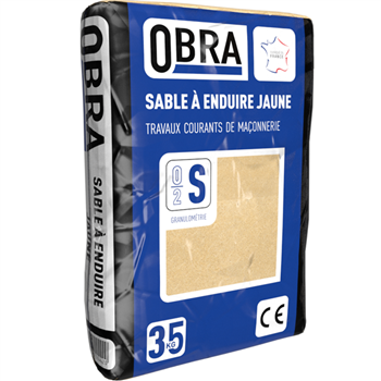 Sable à enduire pour travaux de maçonnerie Obra granulométrie 0/2 mm mixte Jaune sac de 35 kg