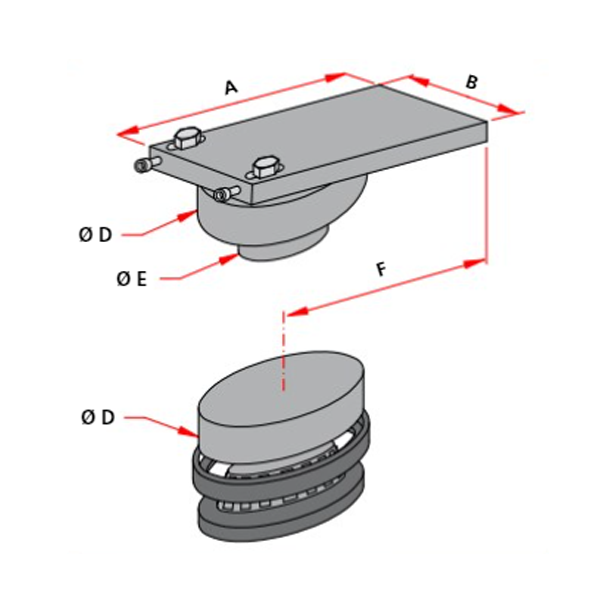 Pivot réglable portail lourd Mantion - Haut Ø 25 mm  - Bas Ø 50 mm - Capacité 750 Kg - Acier