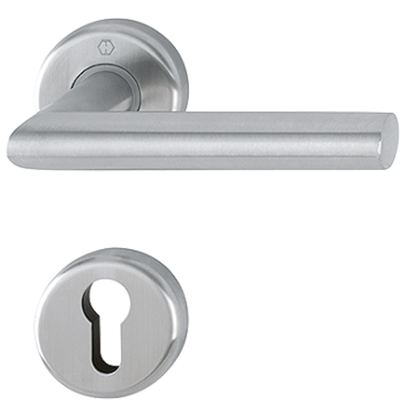 Ensemble sur rosace clé en I Utrecht Hoppe Inox finition mat pour porte de 38 - 42 mm