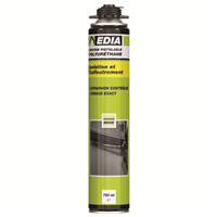 Mousse expansive polyuréthane pistolable Edia - Aérosol 750 ml - Prêt à l'emploi - Beige
