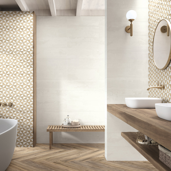 Faïence murale effet ciment Rambla - 20,0 CM x 60,0 CM - ép. 8,00 MM - coloris White mat