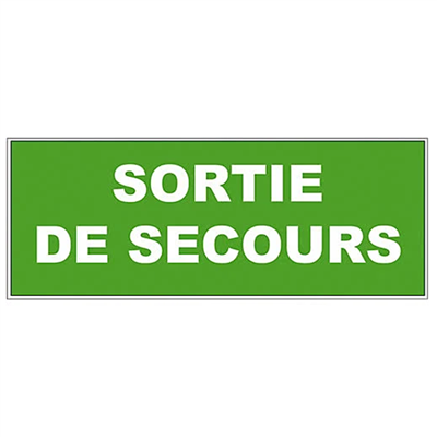 Panneau "Sortie de secours" autocollant - 320 x 120 mm - PVC - Vert et blanc