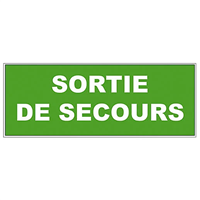 Panneau "Sortie de secours" autocollant - 320 x 120 mm - PVC - Vert et blanc