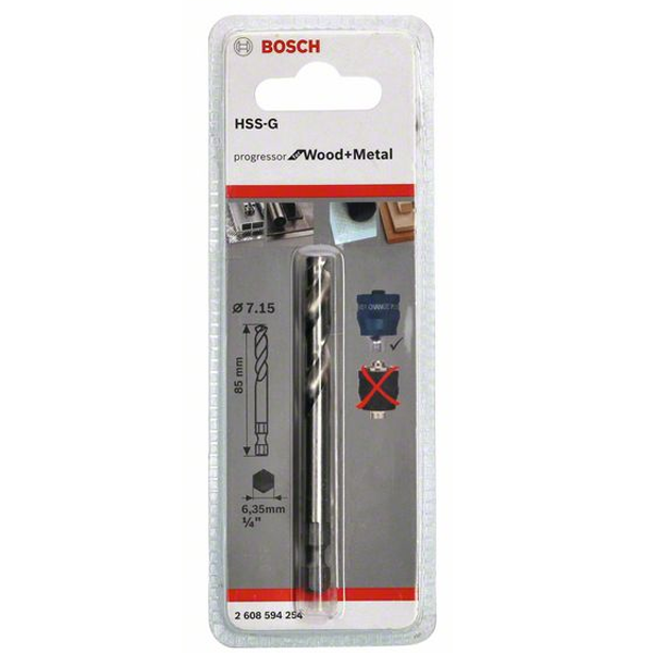 Foret de centrage Plus HSS-G Bosch bois et métal diamètre 7.15 mm longueur 85 mm