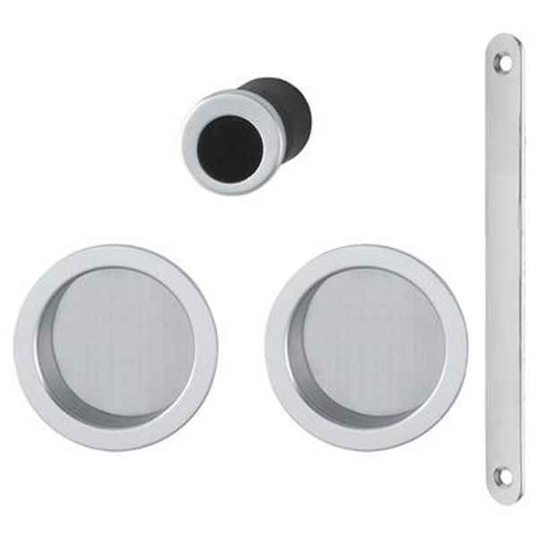 Set pour porte coulissante de 35mm minimum - percement aveugle - Hoppe aluminium chromé