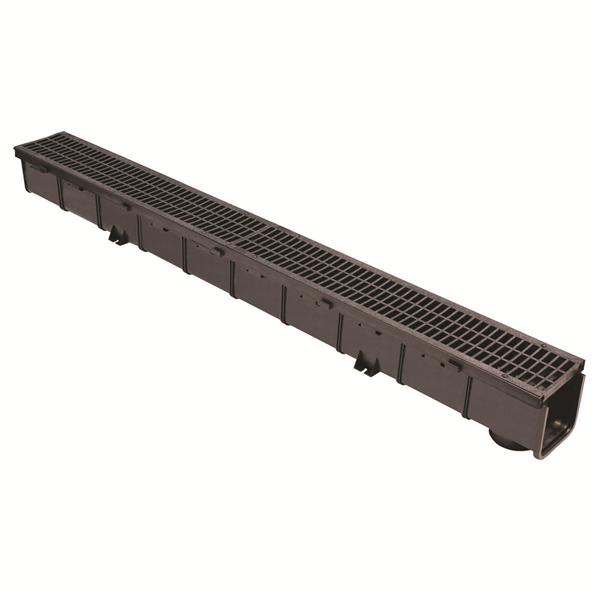 CANIVEAU + 2 GRILLES PP NOIR 100X100X1000