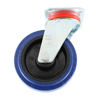 Roulette sur platine pivotante caoutchouc électique bleu diamètre 160 mm