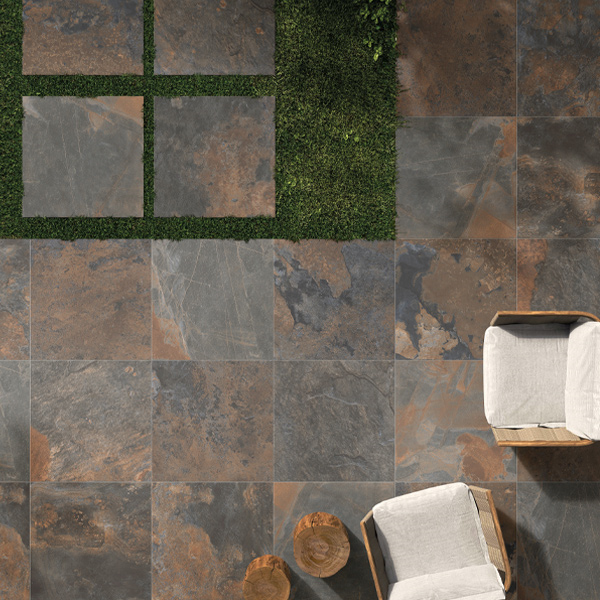 Carrelage extérieur antidérapant effet pierre en grès cérame rectifié - Phœnix - 60,0 CM x 60,0 CM - ép. 20,00 MM - Rainbow