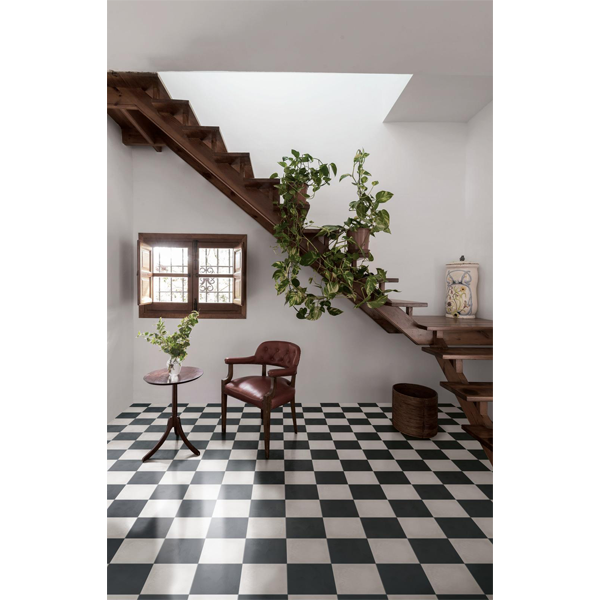 Carrelage intérieur sol et mur effet carreaux de ciment CONTRASTI - Antracite - 20 CMx20 CM ép.10 MM