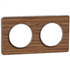 Plaque de finition double Schneider Odace Touch pour 2 postes encastrés - bois Wenge liseré alu