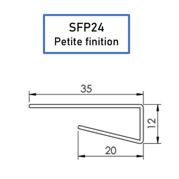 Profil U PVC petite finition côté pour lambris de sous toiture - pose horizontale - Blanc - Longueur 4,00 M