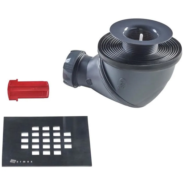 Siphon de douche à bonde orientable 360° vertical/horizontal pour receveur de douche à carreler Flatboard - Marmox