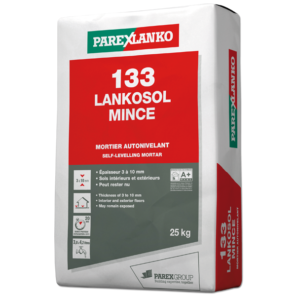 Mortier de ragréage autonivelant - 133 Lankosol Mince - 3 à 10 mm - Sac de 25 KG