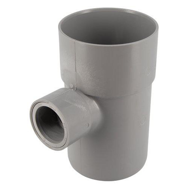 Embranchement simple mâle/femelle - Diamètre 100/40 mm - Degré angle 87°30 - À coller - PVC - Gris