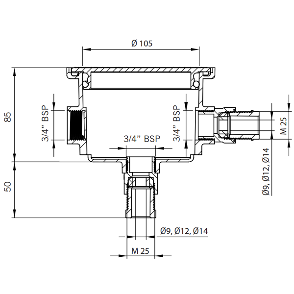 Boîte de connexion de sécurité Astralpool pour lampe de piscine - ABS blanc - raccords 3/4" et M25 - IP66