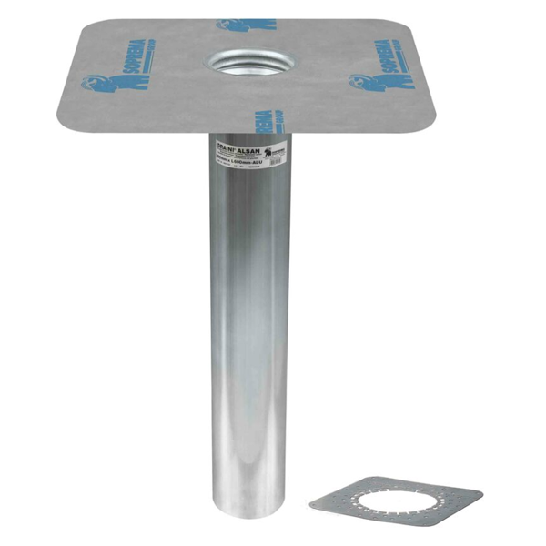 Système d'évacuation des eaux pluviales de toiture-terrasse Draini droite Alsan Alu - Ø 75 x 400 mm