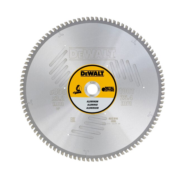 Lame de scie circulaire stationnaire 355x25.4mm 100 dents TCG/aluminium - Dewalt