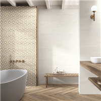 Faïence murale effet ciment et bois Montjouic - 20,0 cm x 60,0 cm - ép. 9,40 mm - coloris White mat