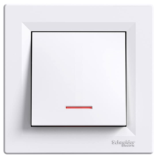 Interrupteur poussoir lumineux Schneider Asfora complet - à encastrer - blanc brillant - 230 V