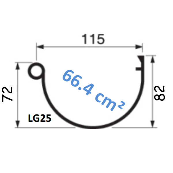 Gouttière demi-ronde Nicoll LG25 en Techtan Anthracite - développé de 250 mm - longueur 2 M