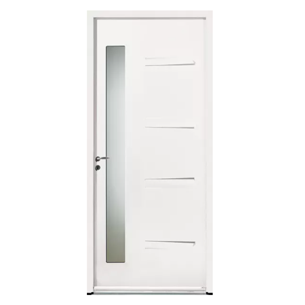 Porte d'entrée acier Zilten Akita 20 Blanc avec vitrage feuilleté sablé - gauche poussant - 215 CM x 90 CM