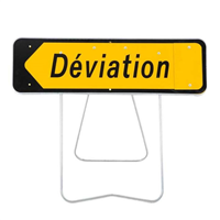 Panneau de déviation KD22A Classe 1 sur pieds avec talon d'occultation - 1000 x 300 mm