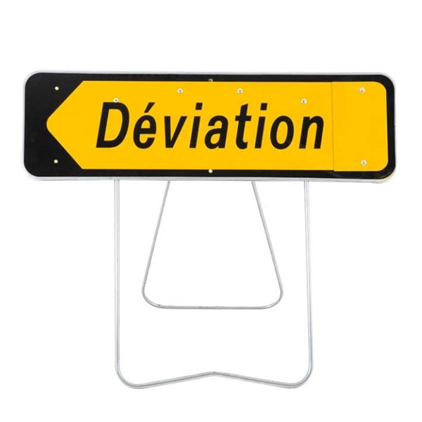 Panneau de déviation KD22A Classe 1 sur pieds avec talon d'occultation - 1000 x 300 mm