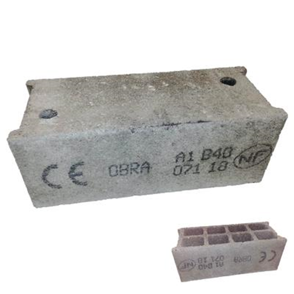 Bloc béton creux retourné 500x200x200 mm - B40 OBRA - 3 parois, 8 trous
