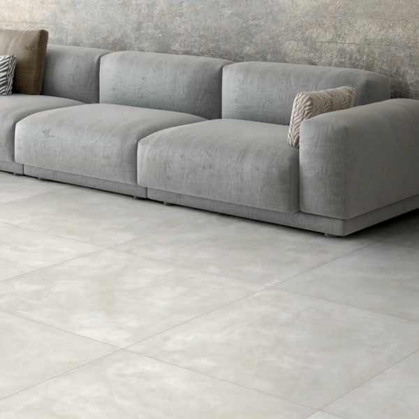 Carrelage intérieur effet béton en grès cérame émaillé - Touch - 71,0 CM x 71,0 CM - ép. 9,50 MM - Bianco