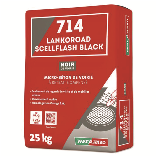 Micro-béton de voirie noir à retrait compensé LANKOROAD SCELLFLASH BLACK 714 - Sac de 25 KG