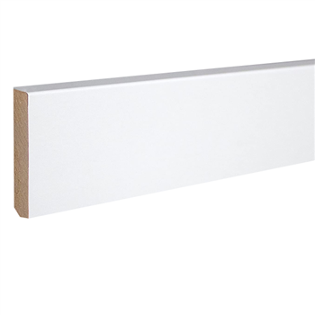 Plinthe à angles vifs et bord arrondi en MDF et mélaminé blanc - section de 14 MM x 80 MM - longueur 2400 MM