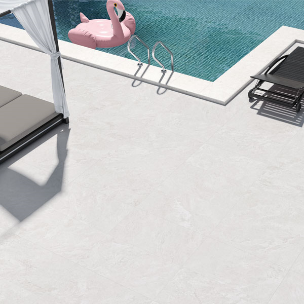 Carrelage extérieur antidérapant effet pierre en grès cérame émaillé - Eternity Grip - 37,5 x 75,5 cm - White