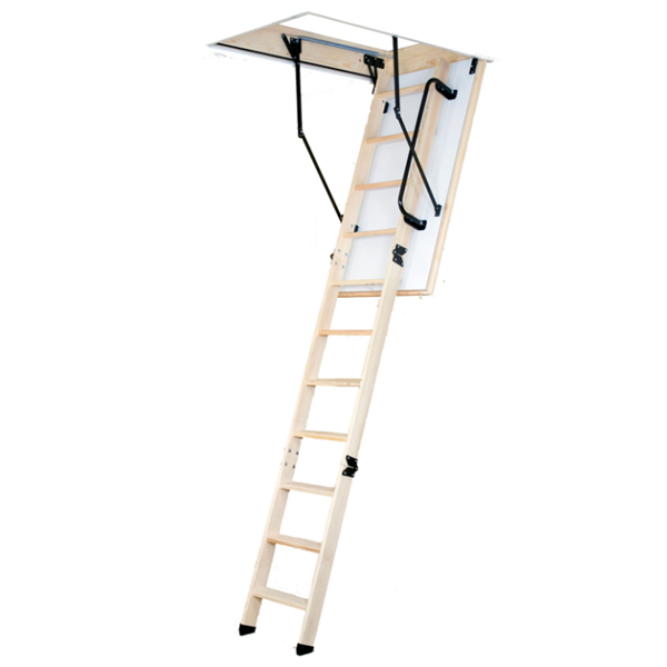 Escalier escamotable en bois avec trappe isolée de 46 mm et joint d'étanchéité - 1,3 W/m²k - caisson de 120 x 60 MM