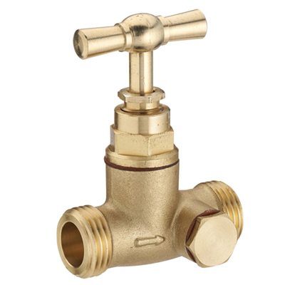Robinet d'arrêt double mâle en laiton avec bouchon de purge - 1/2" (15x21)