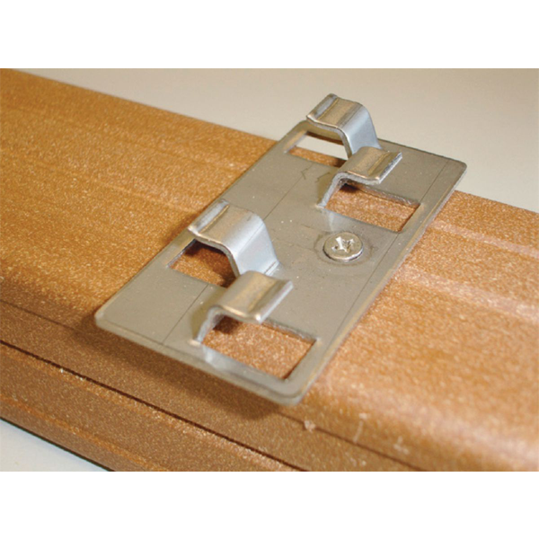 Clip d'aboutage inox avec vis pour fixation lame de terrasse Silvadec sur lambourde - Sachet de 10 pièces