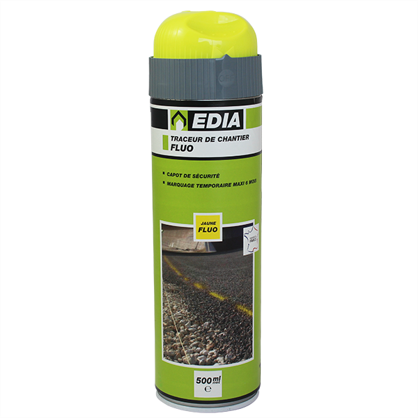 Traceur de chantier Edia fluo temporaire jaune 6 mois 500 mL