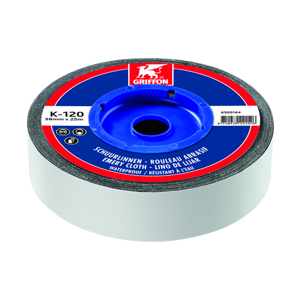 ROULEAU ABRASIF K-120 SPÉCIAL 25 M X 38 MM - GRAIN 120 - RÉSISTANT À L'EAU