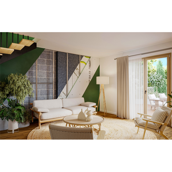 Panneau isolant biosourcé en textiles recyclés pour murs cloisons et combles - Isocoton Isover - R= 3,20 m².K/W - 1,20 M x 0,60 M - ép.120 MM