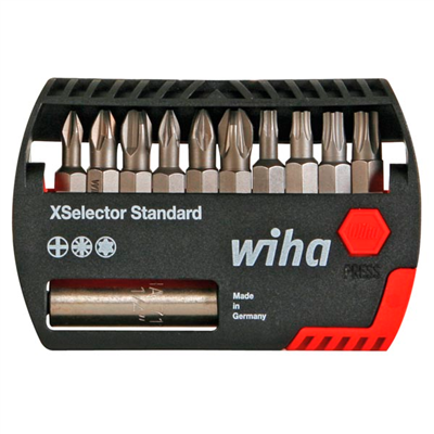 Coffret de 12 embouts Wiha XSelector Standard PH2 PZ1-2-3 TX10-15-20-25-30-40 et porte embout
