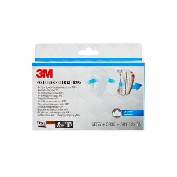 Filtres anti pesticides et désherbants de protection respiratoire 3M - 6003PRO1 A2P3 - Lot de 2