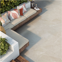 Carrelage extérieur antidérapant effet pierre en grès cérame émaillé - Aura Grip - 37,5 x 75,5 cm - Sand