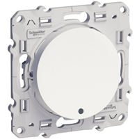 Interrupteur poussoir lumineux Schneider Odace à encastrer - LED bleue - blanc - 10A 250V