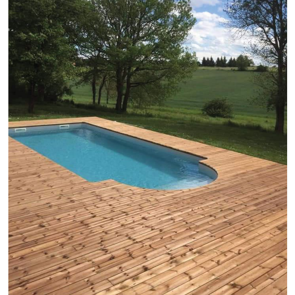 Lame de terrasse en pin du Nord marron traité classe 4 Classéo+ lisse - qualité US - 420 CMx14,5 CM - ép. 27 MM