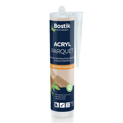 Mastic acrylique joint finition parquets sols stratifiés - Bostik - Érable pin frêne - Cartouche 300ml