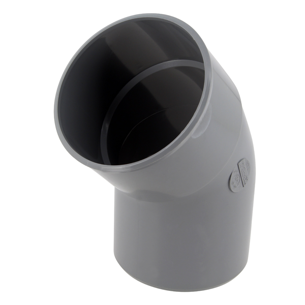 Coude d'évacuation à 45° Mâle/Femelle - PVC gris - diamètre 160 mm - Nicoll