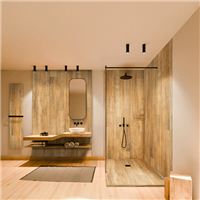 Panneau mural salle de bain en résine imitation bois chêne clair - étanche et recoupable - 2,50 M x 1,00 M