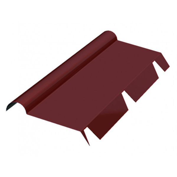 Demi-faîtière à boudin crantée pour finition des couvertures métalliques - longueur 2,10 M - RAL 8012 Brun rouge