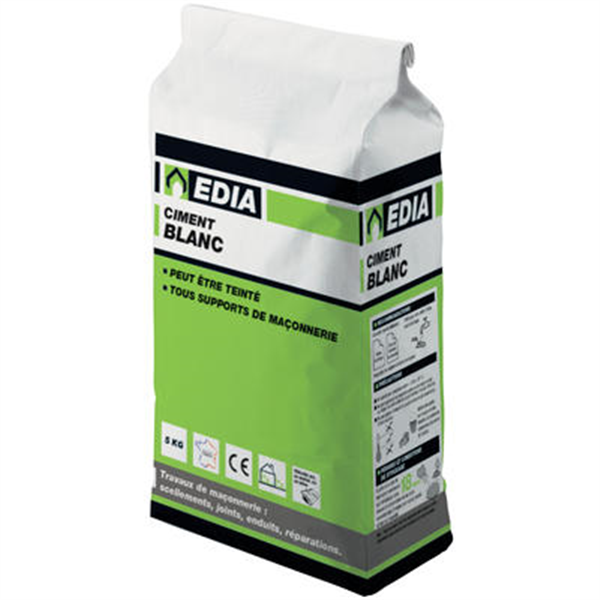 Ciment blanc EDIA pour travaux courants de maçonnerie 5 kg CIMBLEDIA05