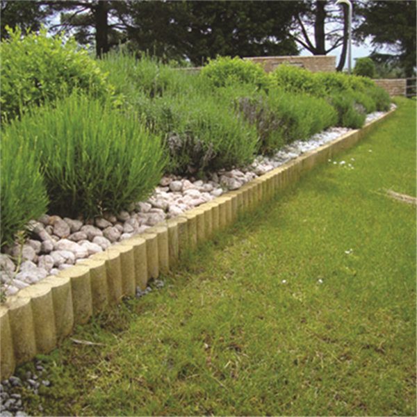 Bordure de jardin en béton Ovaline - couleur Paille - 50 x 24 cm - Épaisseur 6 cm